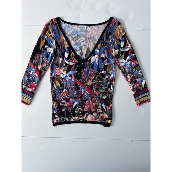 Alberto Makali Pullover Sweater Women S Multicolor Art Deco Bird Beads Hong Kong - Picture 1 of 7